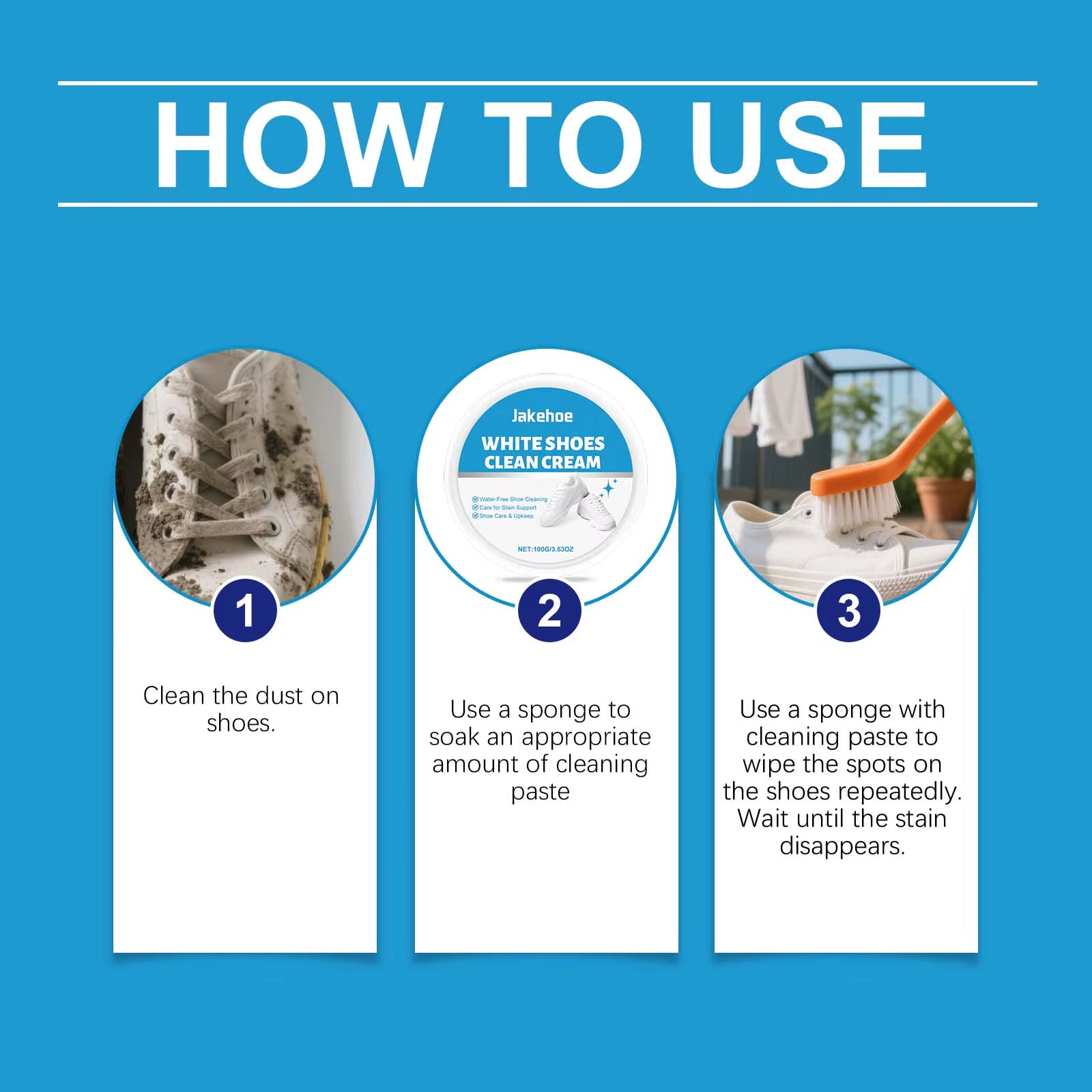 Professional White Shoe Cleaner Yellowing Remover Cream Waterless Sneaker Cleaning Kit Leather Polish Paste Shoe Care Tool 100G