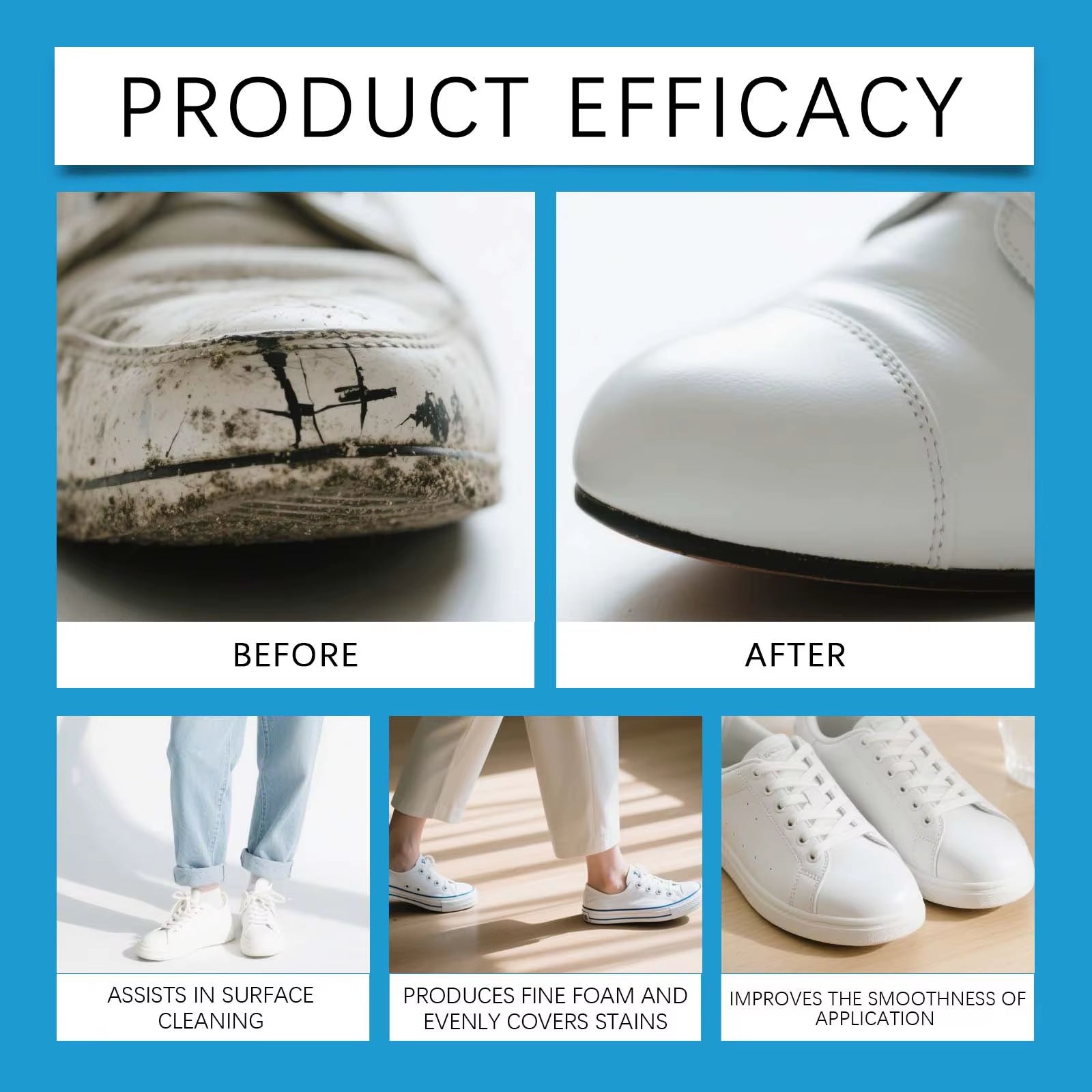 Professional White Shoe Cleaner Yellowing Remover Cream Waterless Sneaker Cleaning Kit Leather Polish Paste Shoe Care Tool 100G