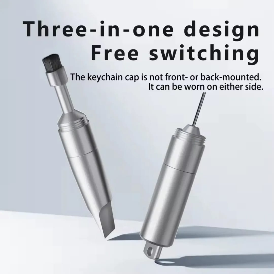 Onio High Quality Accessories 3 in 1 Sim Card Ejector Pin Needle Phone Cleaning Brush For Package Unpacker Portable Keychain.