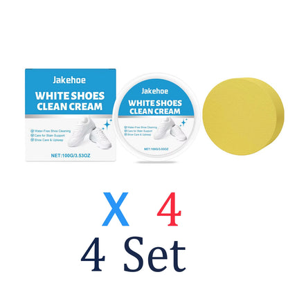 Professional White Shoe Cleaner Yellowing Remover Cream Waterless Sneaker Cleaning Kit Leather Polish Paste Shoe Care Tool 100G